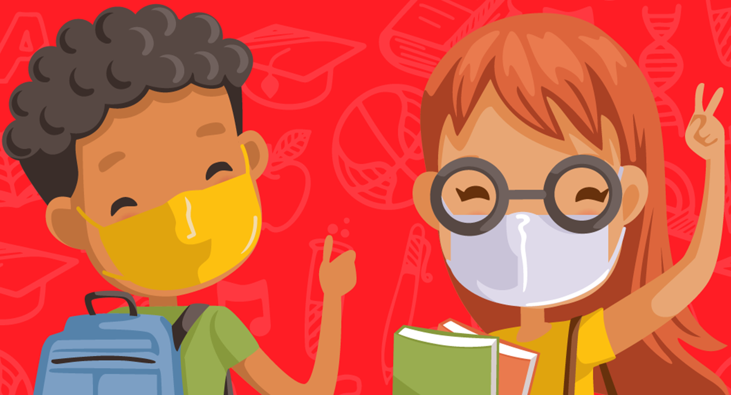 kids wearing mask graphic
