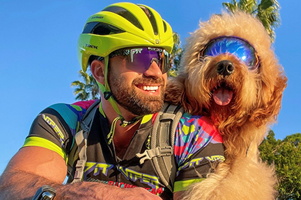 Cliff and Brodie on bicycle