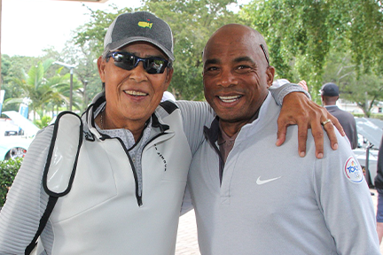 Dennis Martinez and Orlando Hernandez at 2024 Conine All-Star Golf Classic