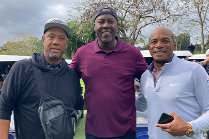 Livan Hernandez, Glen Rice, and Orlando Hernandez at 2024 Conine All-Star Golf Classic