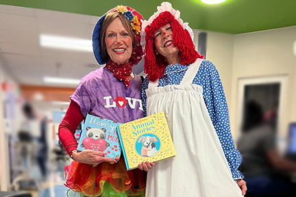 Lotsy Dotsy and Raggedy Ann at MRH NICU Read-a-thon 2024
