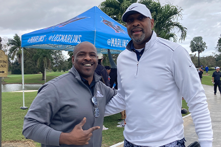 Dr. Marvin K. Smith and Alonzo Mourning at 2024 Conine All-Star Golf Classic