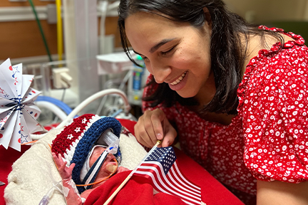 NICU baby and mom July 4