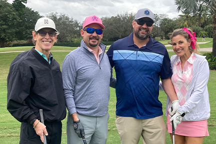 Scott Ingold, Rem Sanchez, Gaby Sanchez, and Judy Sanchez at 2024 Conine All-Star Golf Classic