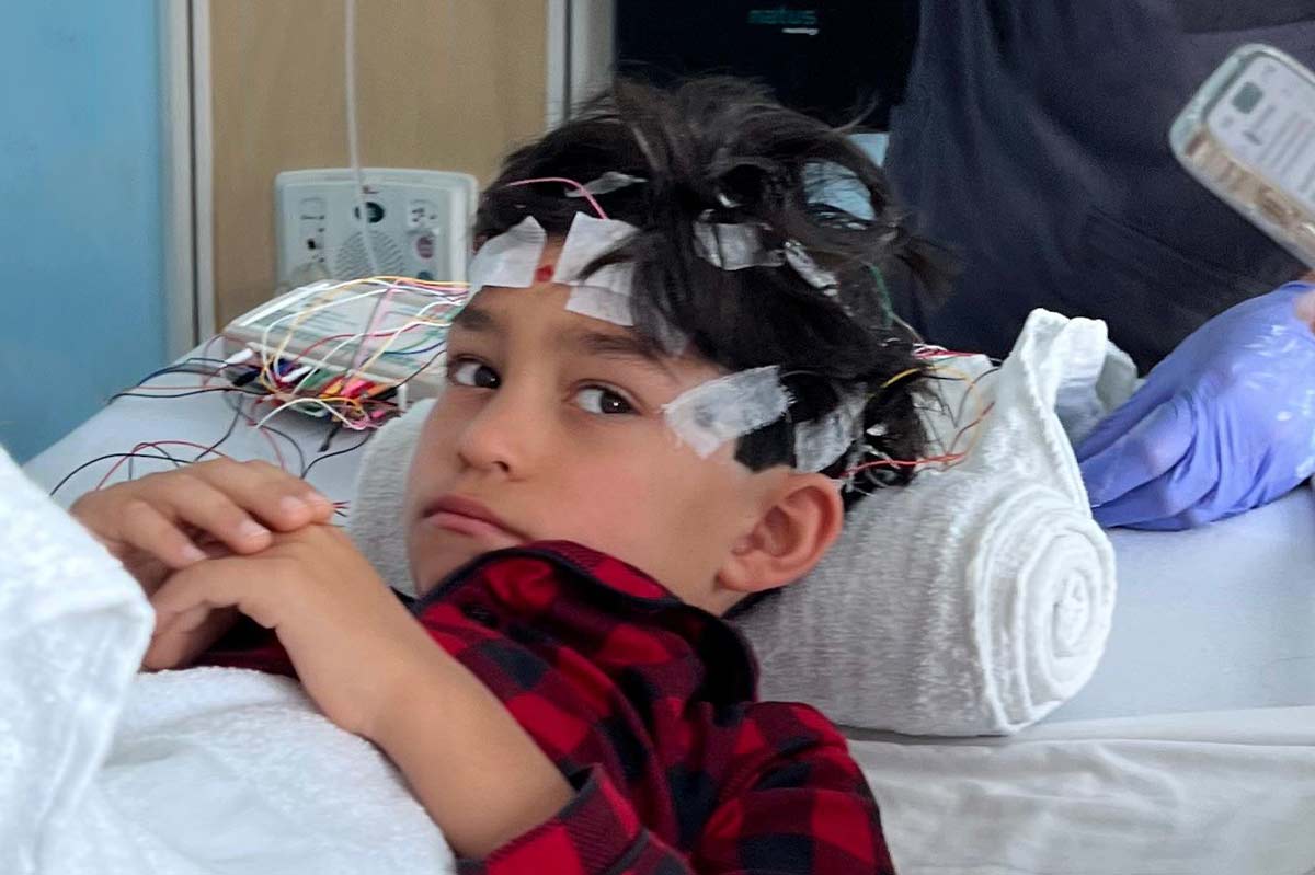 Young patient getting tested and monitored at the epilepsy monitoring unit (EMU) at Joe DiMaggio Children’s Hospital