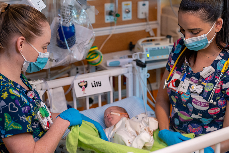 Wasie Neonatal Intensive Care (NICU) nurses caring for Lily, who was born prematurely